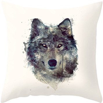 Yoler Art Decorative Throw Pillow Cases Square 1818 Inch Pillow Covers Home Decor Sofa Cushion Wolf Animal Pillowcases