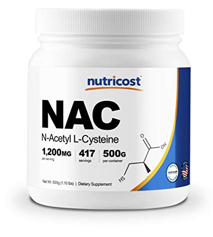 Nutricost N-Acetyl L-Cysteine (NAC) Powder, 500 Grams - Non-GMO, Made in The USA, 417 Servings