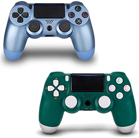 Wireless Controller for PS4, Remote for Sony Playstation 4 with Charging Cable and Double Shock,Titanium Blue and Alpine Green, New Model