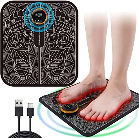 HONGXIAN Foot Massager Mat, Electrical USB Folding Portable Foot Relaxation Tool, 8 Modes 19 Gears Foot Massager Pad for Relieve Fatigue Sore Black