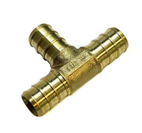 1/2 inch Pex Tee 1/2" Tees "T" (pack of 8) Brass Crimp Fitting / Fittings (PEX-T-222)