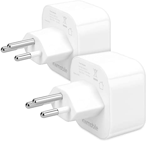 kwmobile 2 Adaptadores de Viaje Suiza Tipo J - 2X Adaptador Enchufe schuko - Conector para El Salvador Etiopía - Conectores de enchufes en Blanco