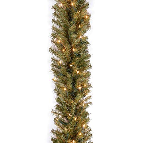 National Tree Company 9 Foot by 10 Inch Norwood Fir Garland with 50 Clear Lights (New Version)