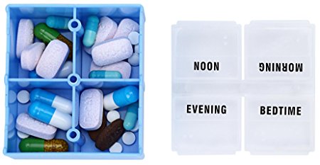 Large 7 Day Weekly Pill Organizer with Braille Markings Lid - Vitamin Fish Oil Prescription Medicine Container Case - 4 Compartments Daily Travel Pill Planner Box by OasisSpace