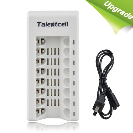 TalentCell 8 Bay AA AAA Ni-MH Ni-Cd Rechargeable Battery Charger