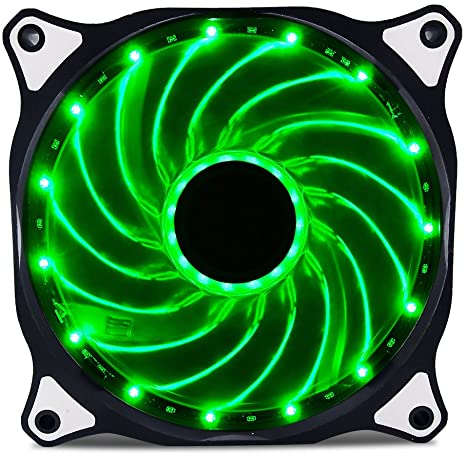 Vetroo 120mm Green 15-LEDs Cooling Fan for Computer PC Cases, CPU Coolers and Radiators