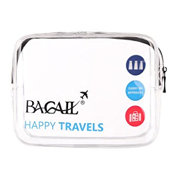 Bagail Clear Travel Toiletry Bag | Quart Sized with Zipper | Airport Airline Compliant Bag | Carry-On Luggage Travel Backpack for Liquids/ Bottles