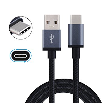 Type C Cable, BestElec 6.6FT Nylon Premium Braided Reversible USB Type-C to USB 2.0 Charger Cable for Apple New 12 inch Retina MacBook, Chromebook Pixel, Nokia N1 Tablet and Other Type-C Devices-Black