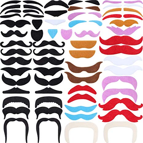 Tatuo 68 Pieces Fake Mustaches Eyebrow Beard Self Adhesive Novelty Costume Party Supplies for Christmas New Year Party Role-Playing