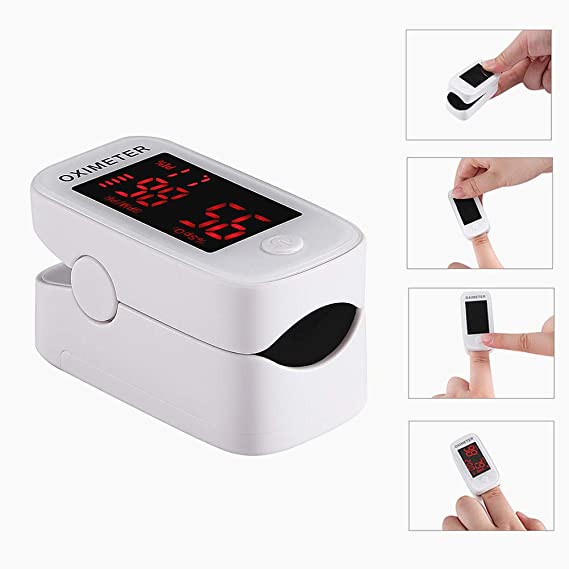 Pulse Oximeter for Adult, Oxygen Saturation Monitor Finger Blood Oxygen Monitor Heart Rate Monitor with LED Display for Gauging Pulse Rate Heart Rate Blood Oxygen Saturation