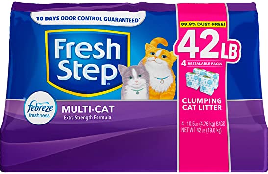 Fresh Step Multi-Cat Extra Strength Scented Clumping Cat Litter with The Power of Febreze, 42 lbs., .33 CF1