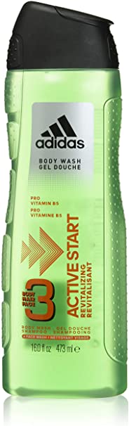 ADIDAS Active Start Male 3 Hair and Body Shower Gel and Shampoo 473 Milliliters