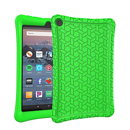 AVAWO Silicone Case for Amazon Fire HD 8 Tablet with Alexa (7th/8th Generation, 2017/2018 Release) - Anti Slip Shockproof Light Weight Protective Cover [Kids Friendly], Green