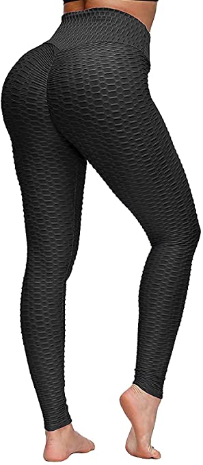 Mannice Women's Bubble Hip Butt Lifting Anti Cellulite Legging High Waist Workout Tummy Control Yoga Tights