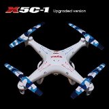 Potensic Syma X5C-1 Quad Upgraded Version Quadcopter Special Customized Version Camouflage 6 Axis Gyro Drone Rotating Blade 4 Channels Quad 24GHz RC Helicopter Explorers Drone with Camera Toys for Children FJ0072