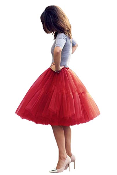 Babyonline Lady's Princess Tutu Tulle Midi Knee Length Skirt Underskirt