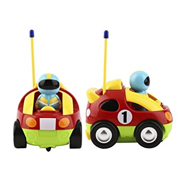 YKS RC Cartoon Race Car with Music and Lights Electric Radio Control Toy Holy Stone Christmas Gift for Kids (Red)
