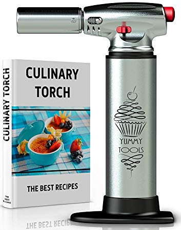 BEST CULINARY TORCH - Chef Torch for Cooking Crème Brulee - Aluminum Hand Butane Kitchen Torch - Blow Torch with Adjustable Flame - Cooking Torch - Perfect for Baking, BBQs, and Crafts   Recipe