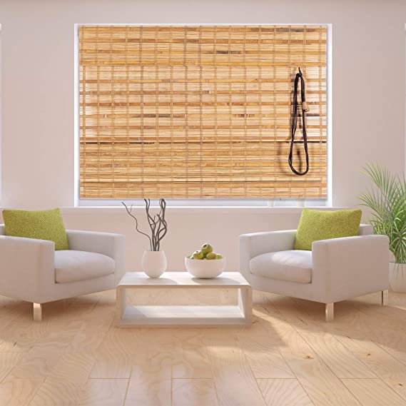 N / A Bamboo Roman Window Blinds Sun Shades, Dark Brown,60W x 72H, Light Filtering Roller Shades,Any Size 24-72 Wide and 72 High