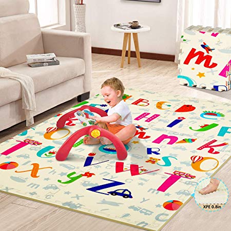 Baby Play Mat Large Foam Mat Extra Thick Playmat for Kids Waterproof Splicing Crawling Mat Puzzle Floor Mat Expandable Tiles with Edges for Babies & Infants & Toddlers