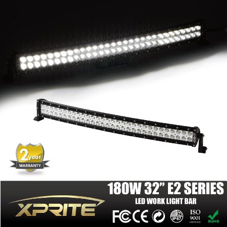 Xprite E2 Series Off Road Curved 32" 180W 60 LEDs Spot Flood Combo Screw Surface Work Light Bar