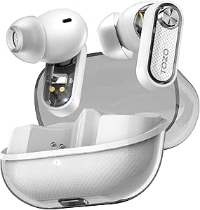 TOZO Hybrid Active Noise Cancelling Wireless Earbuds, 4 Mics ENC AI Clear Calls, Crystal Case, Bluetooth 5.4 in Ear Headphones Stereo Bass Heasets, Waterproof Headset, 32 EQs Via App, Upgraded