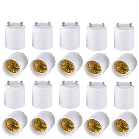 Onite 20 PCS GU24 to E26 E27 Adapter for LED Bulb, Converts your Pin Base Fixture to Standard Screw-in Lamp Socket