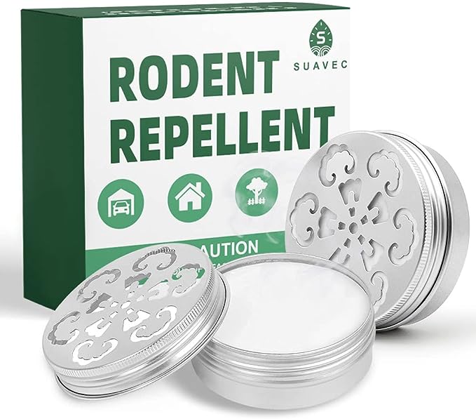 SUAVEC Rodent Repellent for Car Engines, RV Mice Repellent, Mouse Repellent for Car, Under Hood Rat Deterrent, Rat Repellent for House, Peppermint Oil to Repel Mice and Rats, Mint Mice Away-2 Jars