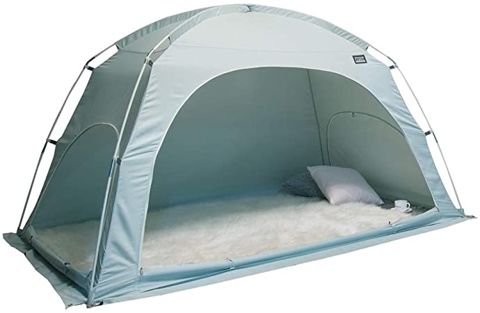 DDASUMI Fabric(Cotton Feeling) Indoor Tent for Double Bed (Mint) - Blocking Cold air, Privacy, Play Tent