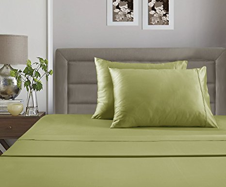 Luxury Pima Sheets on Amazon! - Unbelievable Lowest Prices Guaranteed - Record Single Day Blockbuster Sale: Luxury 100% Pima Cotton Solid 350 Thread Count Sheet Set (King, Moss)