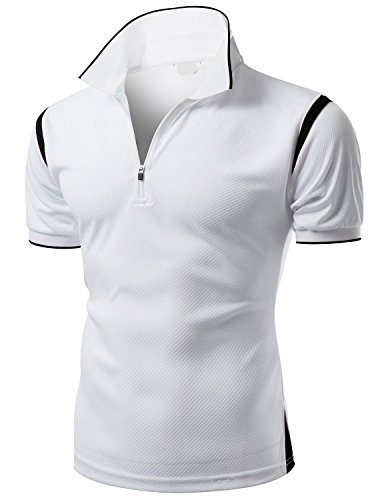 Xpril Men's Coolmax 2 Tone Collar Zipup Polo T-Shirt