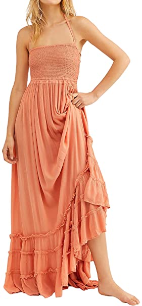 R.Vivimos Womens Summer Cotton Sexy Blackless Long Dresses