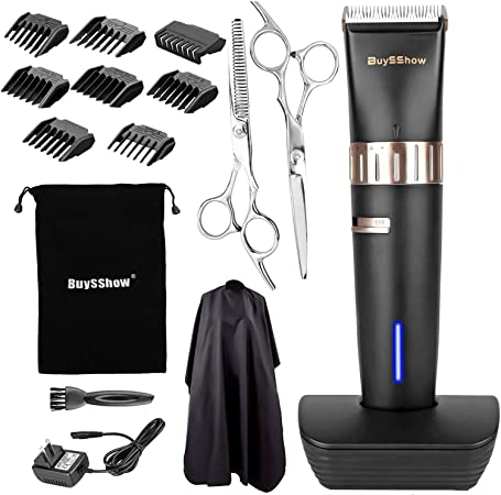 BuySShow Quiet Professional Hair Clippers Set Cordless Rechargeable Hair clippers for Men and Babies with Charging Dock8 Comb Guides2 Scissors Hairdressing Cape