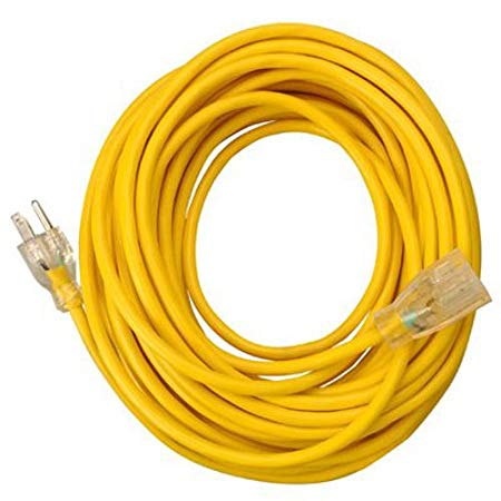 Southwire 01487 25-Foot 14/3 American made Insulated Outdoor Extension Cord with Lighted End, 3-Prong, Yellow