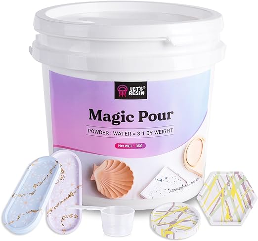 LET'S RESIN Resin Casting Powders 3000g, Fast Cured Casting Resin Kit for Beginners,20~30 Minutes De-Mold, Water Activated Plaster Powder Casting Kit for Resin Molds, Easy Mixing & Self Leveling