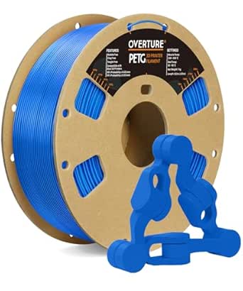 OVERTURE PETG Filament 1.75mm, 3D Printer Filament, 1kg Filament (2.2lbs), Dimensional Accuracy  /- 0.02 mm, Fit Most FDM Printers (Digital Blue)