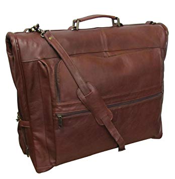 AmeriLeather Leather Three-suit Garment Bag (Terrazzo Brown)