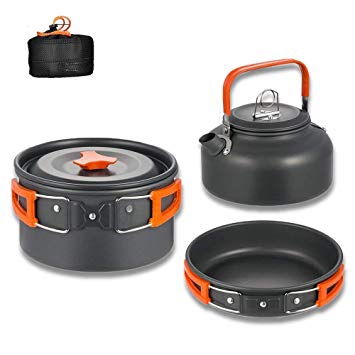 Aitsite Camping Cookware Kit Outdoor Aluminum Lightweight Camping Pot Pan Cooking Set for Camping Hiking