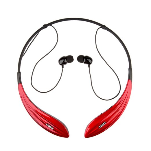 Fetta Flexible and Light Neck Band Wireless Headsets, Universal Stereo Vibration Bluetooth Headphones Earbuds With Microphone for Samsung Galaxy S6 S5 iPhone 6 Plus 6S iPad HTC LG Lenovo Sony (Red)