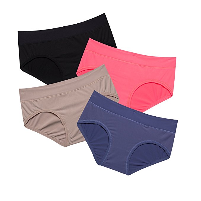 Queenie Ke Women's Comfort Cotton Rich Snug Fit Ultra Low Briefs Panty 4 Pack