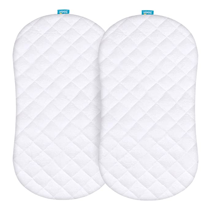 Waterproof Bassinet Mattress Pad Cover Compatible with Halo Bassinest Swivel Sleeper, 2 Pack, Ultra Soft Bamboo Sleep Surface, Breathable and Easy Care