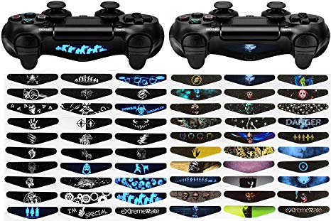 eXtremeRate 60 Pcs/Set Custom Game Light Bar Vinyl Stickers Decal Led Lightbar Cover for Playstation 4 Dualshock 4 PS4 PS4 Slim PS4 Pro Controller Skins