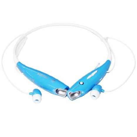 Pyrus HV-800 Wireless Bluetooth Music Stereo Universal Headset Headphone Vibration Neckband Style for iPhone iPad Samsung-Blue