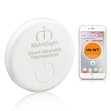MatrixSight Smart Body Temperature Tracker 24 Hour Wearable Bluetooth Baby Thermometer-Monitor Baby's Temperature Accurate Measurement Fever Alarm Compatible Android and IOS