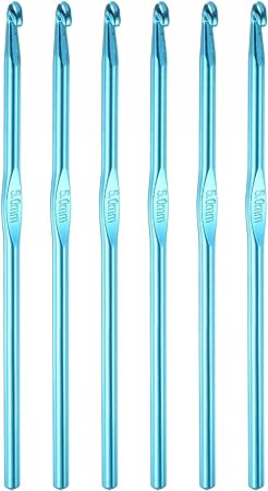 uxcell Aluminum Crochet Hook 5mm US Size H (Size 8) Knitting Needles for DIY Craft Yarn Blue 6Pcs