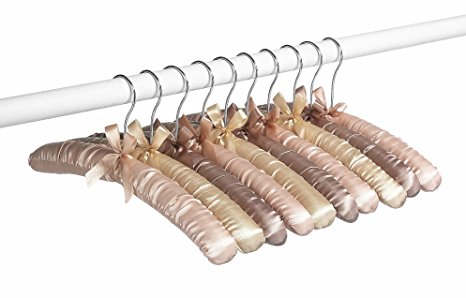 Whitmor Satin Padded Blouse Hangers, 10-Pack in Assorted Earthtone Colors