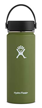 Hydro Flask 18 oz Double Wall Vacuum Insulated Stainless Steel Leak Proof Sports Water Bottle, Wide Mouth with BPA Free Flex Cap, Olive