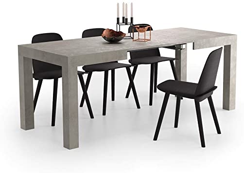 Mobili Fiver, Extendable Table, First, Grey Concrete, Laminate-Finished, Made in Italy