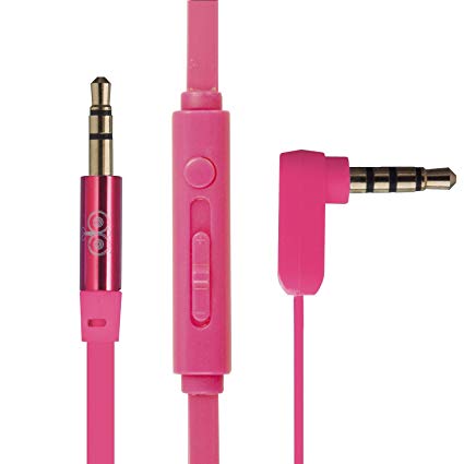 Jabees 3.5mm Aux Audio Cable to Connect Headphones/Headsets with Gaming Devices Such as Xbox/P4P, Replacement Audio Cable with Mic and Volume Control for Music and Voice Streaming for Cellphone -Pink