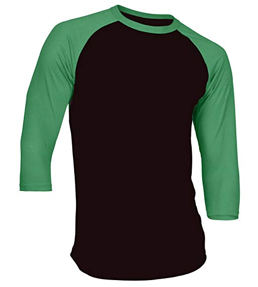DS Men's Plain Raglan Shirt 3/4 Sleeve Athletic Baseball Jersey S-3XL (40  Colors)